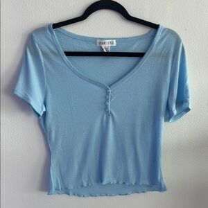 Planet Gold Blue Cropped T-Shirt Short Sleeve